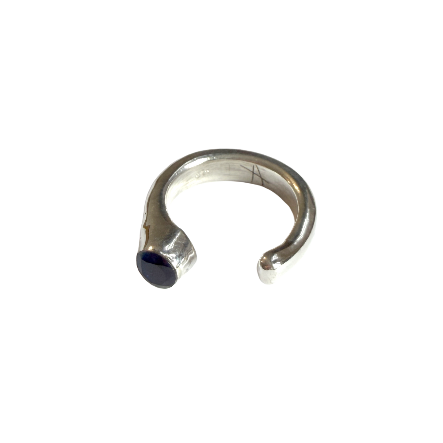 STERLING SILVER RING WITH A NATURAL BLUE TOPAZ