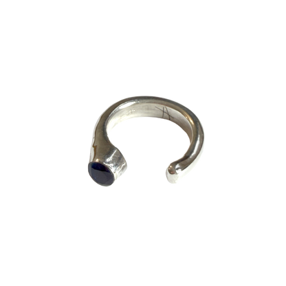 STERLING SILVER RING WITH A NATURAL BLUE TOPAZ